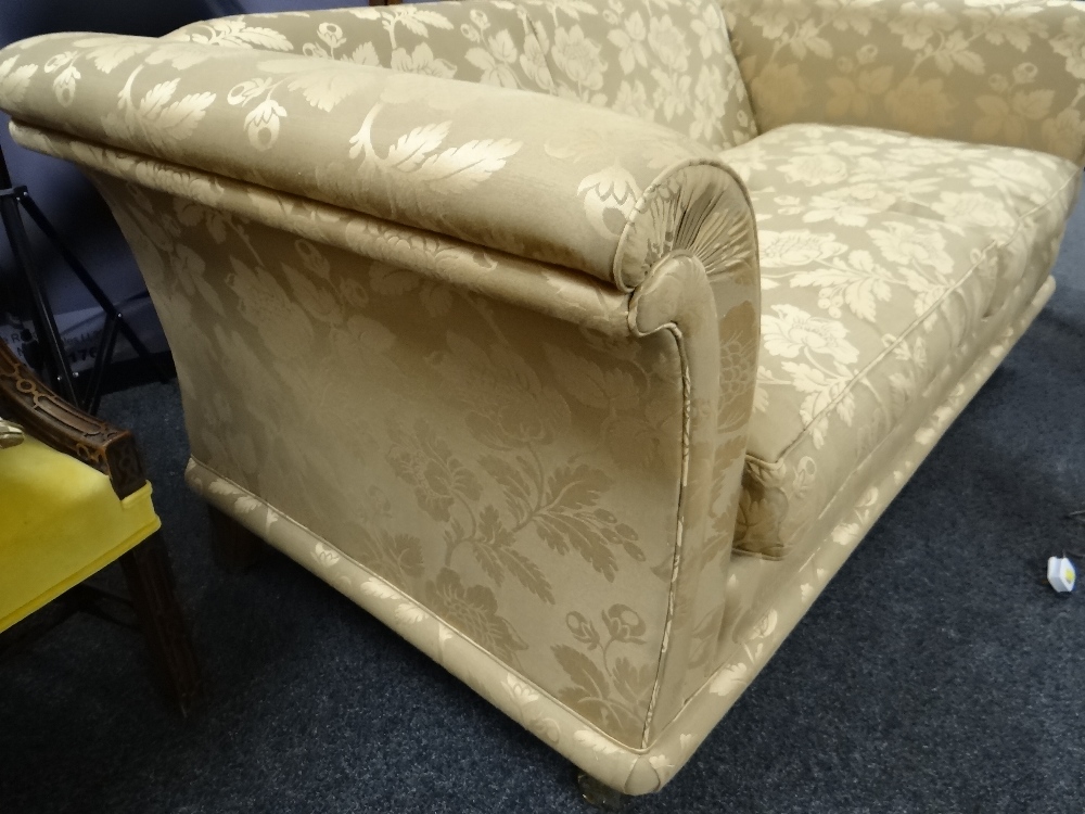 DAVID GUNDRY MEDIUM SOFA, 'Amalfi' model, in dark gold floral damask fabric, 205 x 101 x 81cms - Image 17 of 25