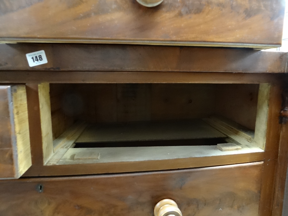 LATE VICTORIAN WALNUT BOWFRONT CHEST with outset octagonal columns and five drawers, shaped apron, - Image 43 of 56