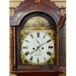 19TH CENTURY WELSH MAHOGANY 8-DAY LONGCASE CLOCK, Joshua Kern of Swansea, the 12-inch painted