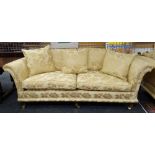 DAVID GUNDRY LARGE DROP-END OR KNOLE SOFA, 'Florence' model, in gold floral damask fabric, 234 x 107
