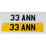 CHERISHED REGISTRATION NUMBER 33 ANN, with V778W retention certificate no. 1235734 dated 04/10/