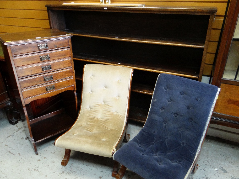 ASSORTED OCCASIONAL FURNITURE including pair of Regency-style nursing chairs, Edwardian stained