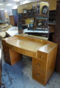 STYLISH 1930s ART DECO BURR WALNUT AND WALNUT DRESSING TABLE with mirror back, 152cms wide