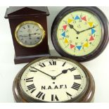 THREE MILITARY TYPE CLOCKS, comprising a dial clock with later RAF Sector style dial and single