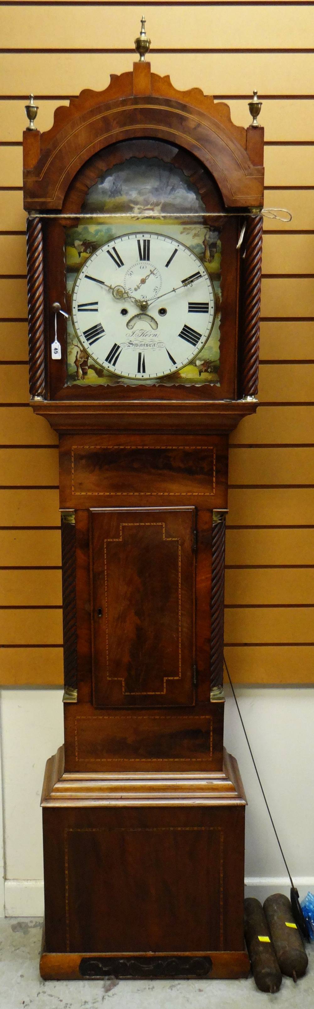 EARLY 19TH CENTURY WELSH MAHOGANY 8-DAY LONGCASE CLOCK, Joseph Kern of Swansea, 12in. arched, - Image 2 of 2