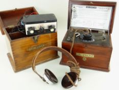 VINTAGE GECOPHONE NO.1 CRYSTAL SET, Type BC1001, ebonite control panel, in mahogany case with hinged