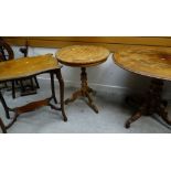 THREE OCCASIONAL TABLES including a walnut tripod games table, small Victorian oval centre table and