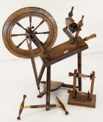 20TH CENTURY STAINED WOOD SPINNING WHEEL COLLECTING ITEMS STRICTLY BY PRE-ARRANGED APPOINTMENT /