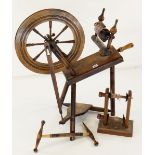 20TH CENTURY STAINED WOOD SPINNING WHEEL COLLECTING ITEMS STRICTLY BY PRE-ARRANGED APPOINTMENT /