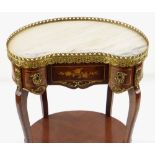 LOUIS XVI-STYLE GILT METAL MOUNTED KINGWOOD & WALNUT MARQUETRY TABLE AMBULANTE, with kidney-shaped
