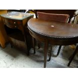 SMALL WALNUT REGENCY-STYLE BOWFRONT CABINET with drawers and cupboards, 77cms high and a 19th