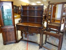 20TH CENTURY FURNITURE, comprising Ercol dark stained elm small dresser, 165cm high, reproduction