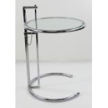 CONTEMPORARY 'E1027' CHROME OCCASIONAL TABLE, after a design by Eileen Gray, tubular chromed metal