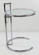 CONTEMPORARY 'E1027' CHROME OCCASIONAL TABLE, after a design by Eileen Gray, tubular chromed metal