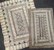 TWO FIJI TAPA CLOTHS "masi kesa", decorated with multiple geometric borders and central field of