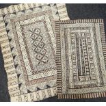 TWO FIJI TAPA CLOTHS "masi kesa", decorated with multiple geometric borders and central field of