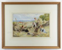 CIRCLE OF MYLES BIRKET FOSTER (1825-1899) watercolour - A Rest in the Hay, bears monogram, 18.5 x