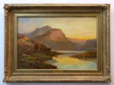 CIRCLE OF ALFRED FONTVILLE DE BREANSKI (1877-1957), oil on canvas - Ben Nevis at sunset, bears