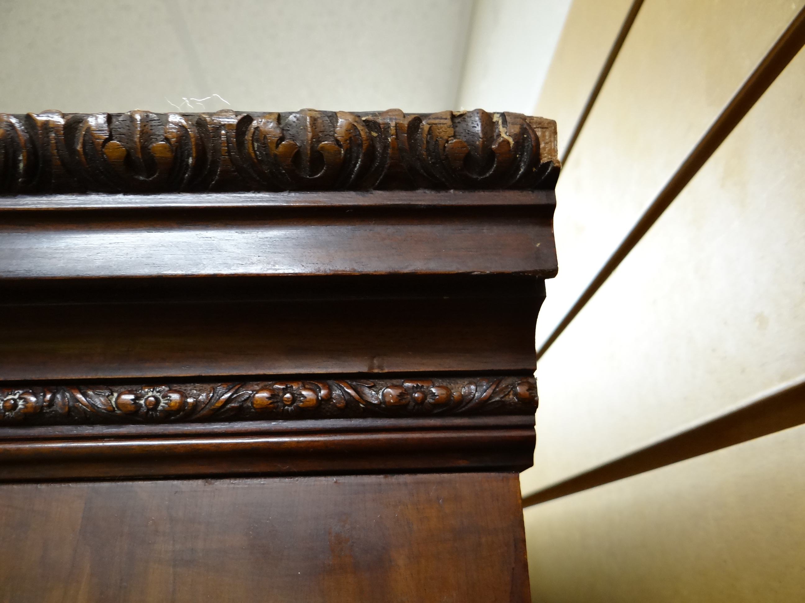 FINE WARING & GILLOW MAHOGANY BREAKFRONT BOOKCASE, foliate carved cavetto cornice above astragal - Image 29 of 31