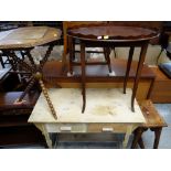 ASSORTED OCCASIONAL FURNITURE including joint oak stool, pine side table (elements missing) and