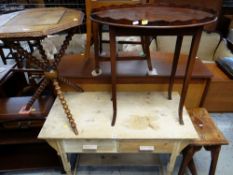 ASSORTED OCCASIONAL FURNITURE including joint oak stool, pine side table (elements missing) and