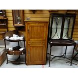 EDWARDIAN MODERN STAINED MAHOGANY GEORGIAN-STYLE CABINET ON STAND, 146cms high and 19th Century
