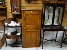 EDWARDIAN MODERN STAINED MAHOGANY GEORGIAN-STYLE CABINET ON STAND, 146cms high and 19th Century