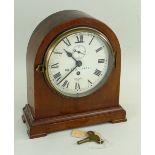 BRITISH RAILWAYS EASTERN REGION MAHAOGANY MANTEL CLOCK, the roman dial with BR(E) 14127 (