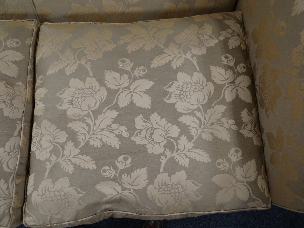 DAVID GUNDRY MEDIUM SOFA, 'Amalfi' model, in dark gold floral damask fabric, 205 x 101 x 81cms - Image 18 of 25