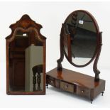 TWO ANTIQUE DRESSING TABLE MIRRORS, including William & Mary-style walnut easel back mirror and a