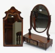 TWO ANTIQUE DRESSING TABLE MIRRORS, including William & Mary-style walnut easel back mirror and a