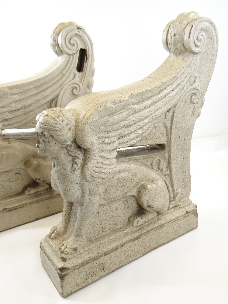 RARE DOULTON GLAZED STONEWARE GARDEN BENCH, c. 1900, the side supports modelled as seated - Image 4 of 11