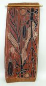 UNKNOWN ARNHEM LAND ABORIGINAL ARTIST, c. 1950s, natural earth pigments on eucalyptus bark - catfish