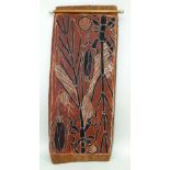 UNKNOWN ARNHEM LAND ABORIGINAL ARTIST, c. 1950s, natural earth pigments on eucalyptus bark - catfish