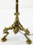 STYLISH GILT BRONZE POMPEII-REVIVAL STANDARD LAMP, leaf and diaper cast circular top with four