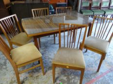 PETER HAYWARD FOR VANSON: MID-CENTURY TEAK EXTENDING DINING TABLE & SIX CHAIRS, with extra leaf,
