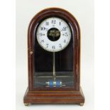 BULLE MAHOGANY ELECTRIC MANTEL CLOCK, with 4 1/2 in. silvered Arabic dial with skeletonized centre