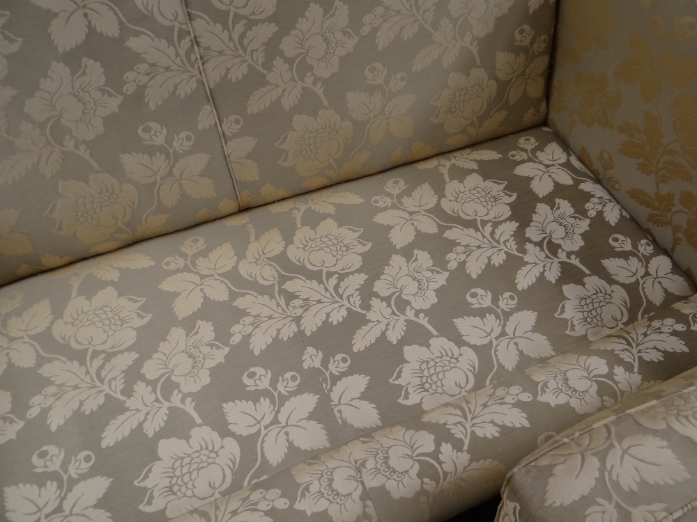 DAVID GUNDRY MEDIUM SOFA, 'Amalfi' model, in dark gold floral damask fabric, 205 x 101 x 81cms - Image 12 of 25