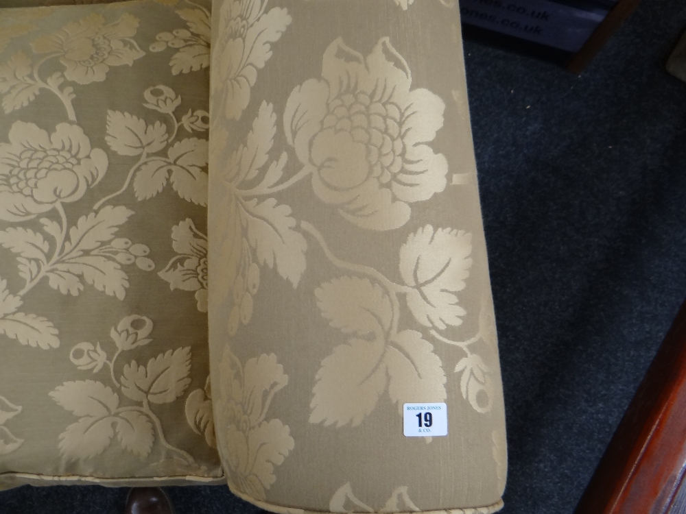 DAVID GUNDRY MEDIUM SOFA, 'Amalfi' model, in dark gold floral damask fabric, 205 x 101 x 81cms - Image 14 of 25