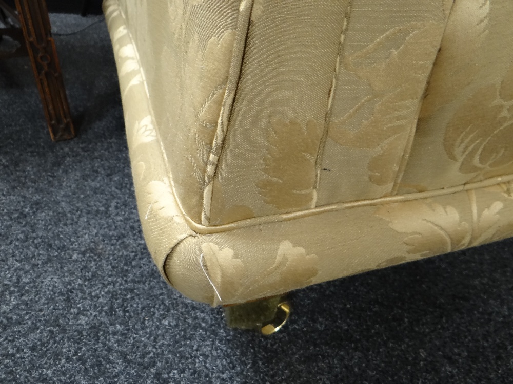 DAVID GUNDRY MEDIUM SOFA, 'Amalfi' model, in dark gold floral damask fabric, 205 x 101 x 81cms - Image 9 of 25