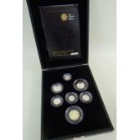 ROYAL MINT 2008 ROYAL SHIELD SILVER PIEDFORT PROOF SET OF 7 COINS IN CASE OF ISSUE WITH