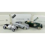 THREE DANBURY MINT 1:24 SCALE DIECAST MODEL VEHICLES comprising Mercedes Benz SKL 1931, Cadillac V-