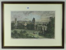 HAND COLOURED ENGRAVING entitled 'Meeting of the Royal Archeological Institute: View of Cardiff from