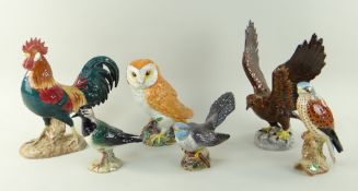 ASSORTED BESWICK GLOSS BIRDS comprising Lapwing (2416), Cuckoo (2315), Kestrel (2316), Golden