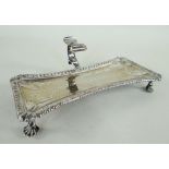 EARLY GEORGE III SILVER CANDLE SNUFF TRAY, London 1762, by Elizabeth Cooke, waisted rectangular form