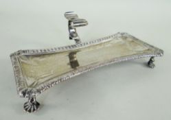 EARLY GEORGE III SILVER CANDLE SNUFF TRAY, London 1762, by Elizabeth Cooke, waisted rectangular form