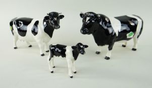 BESWICK POTTERY FRESIAN CATTLE FAMILY comprising gloss bull 'CH Coddington Hilt Bar', gloss cow '
