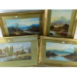 FOUR LANDSCAPE WATERCOLOURS including pair attributed to J McNICHOLL (b.1862) of highland