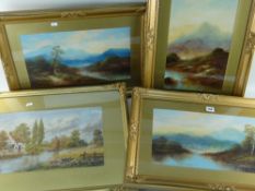 FOUR LANDSCAPE WATERCOLOURS including pair attributed to J McNICHOLL (b.1862) of highland