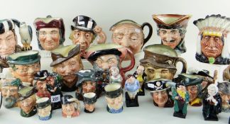 GOOD COLLECTION OF ROYAL DOULTON PORCELAIN CHARACTER JUGS & DICKENS FIGURINES including Fagin,